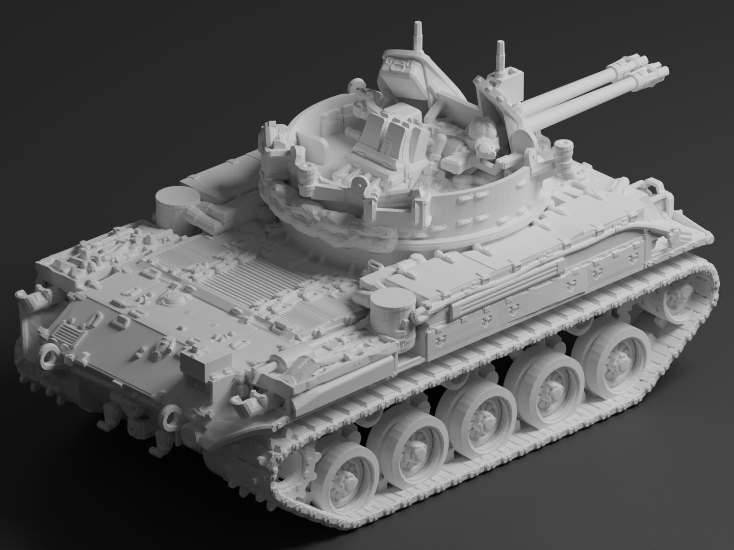 M42 Duster Unpainted Miniature – Dark Grey Resin Self-Propelled Anti-Aircraft Gun – 1/48 • 1/56 • 1/64 • 1/72 • 1/76 • 1/87 • 1/100 • 1/144